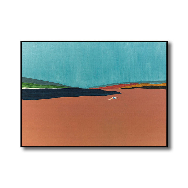 Contemporary Flatlands Scene Canvas in Orange Textured Wall Art Decor for Bathroom Clearhalo 'Art Gallery' 'Canvas Art' 'Contemporary Art Gallery' 'Modern' Arts' 1728211