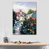 Impressionism Flower and House Canvas in Green Textured Art Print for Dining Room Clearhalo 'Arts' 'Canvas Art' 1728255