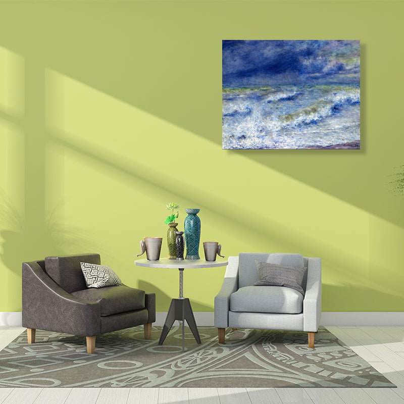 Ocean Landscape Canvas in Blue Impressionism Style Wall Art Decor for Dining Room Blue Clearhalo 'Arts' 'Canvas Art' 1728396