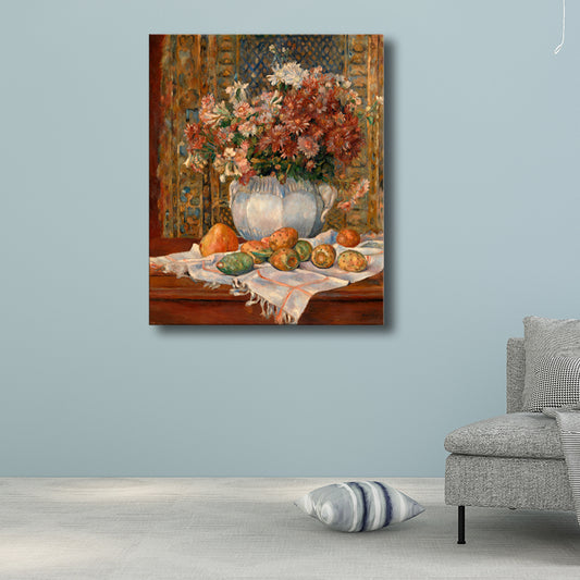 Flowers and Fruits Wall Decor in Brown Impressionism Style Canvas for Living Room Clearhalo 'Arts' 'Canvas Art' 1728514