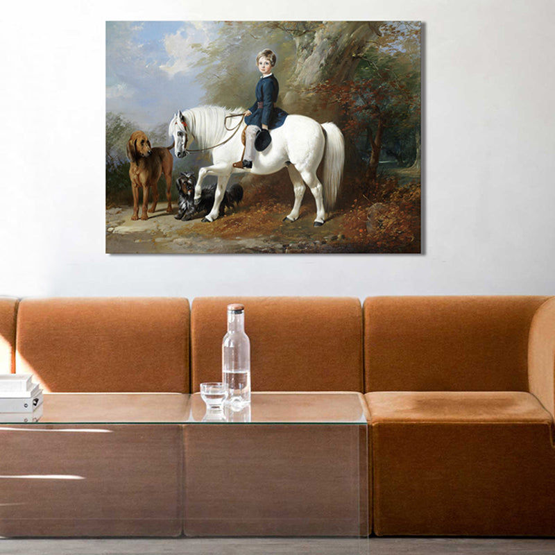 Figure Riding View Canvas for Bathroom Oil Painting Wall Art Print, Multiple Sizes