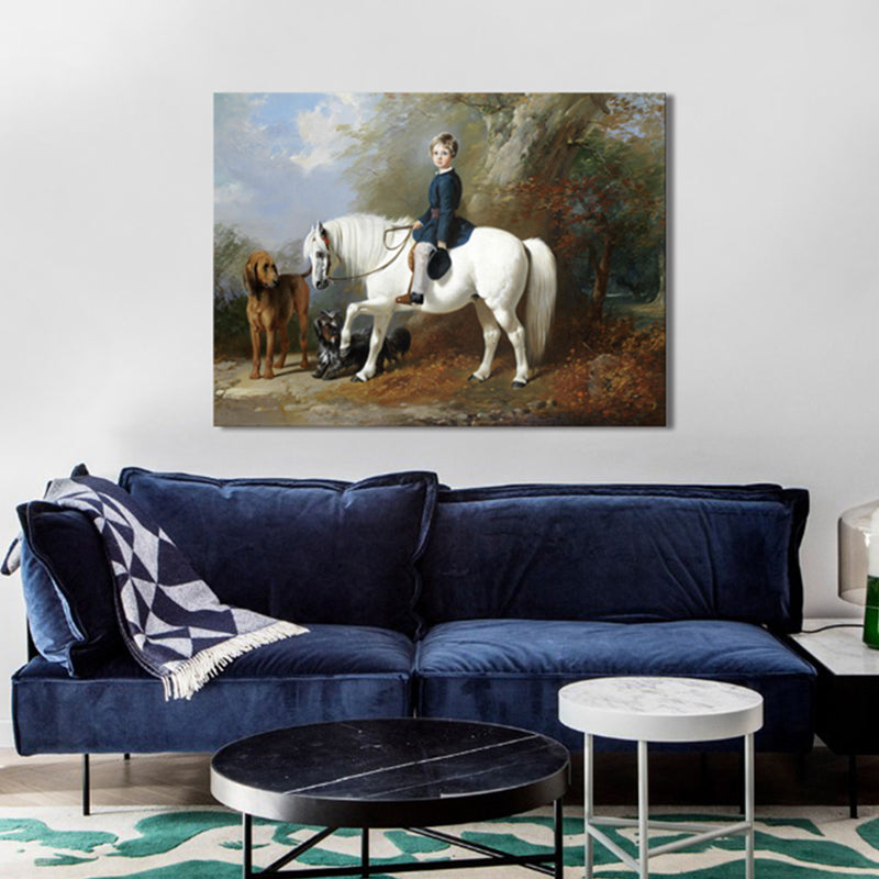 Figure Riding View Canvas for Bathroom Oil Painting Wall Art Print, Multiple Sizes