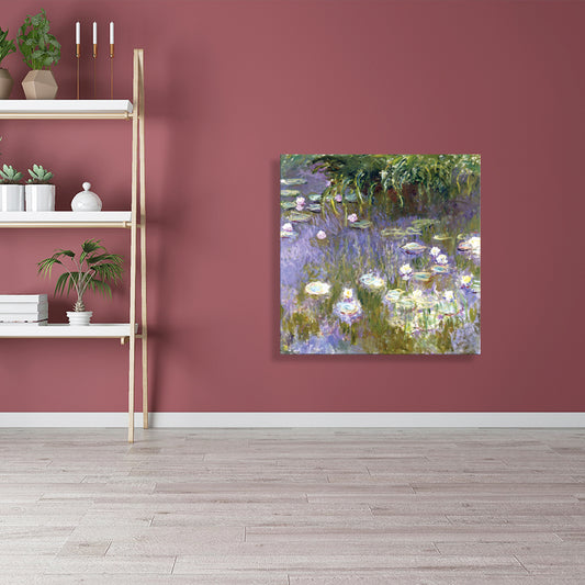 Field Lotus Pond Wall Decor voor meisjes slaapkamer in groen, meerdere maten beschikbaar