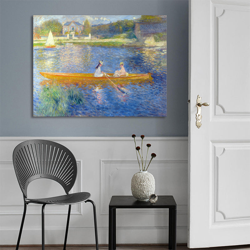 Oil Painting Canvas Impressionism Style Art Print Boating Figures in Blue, Multiple Sizes Clearhalo 'Arts' 'Canvas Art' 1728689