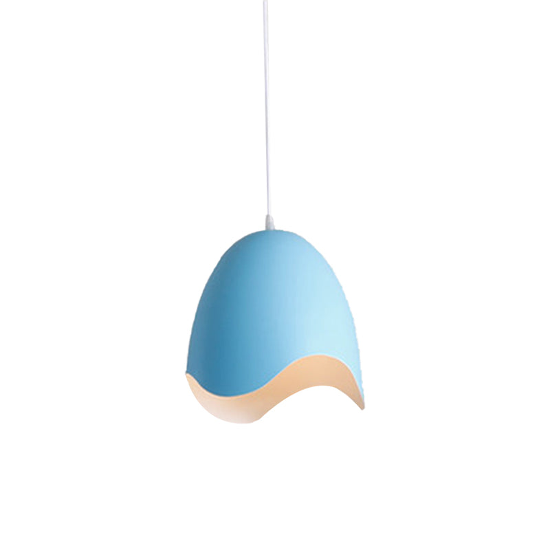 Bell Ceiling Pendant Light Macaron Metal 9.5"/12" Dia 1 Light Pink/White/Blue Hanging Lamp Kit Clearhalo 'Ceiling Lights' 'Modern Pendants' 'Modern' 'Pendant Lights' 'Pendants' Lighting' 172869