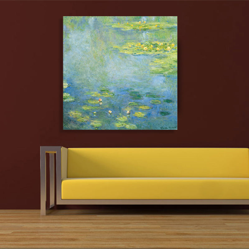 Lotus and Lotus Leaves Canvas for Dining Room in Green, Multiple Sizes Available Clearhalo 'Arts' 'Canvas Art' 1728703