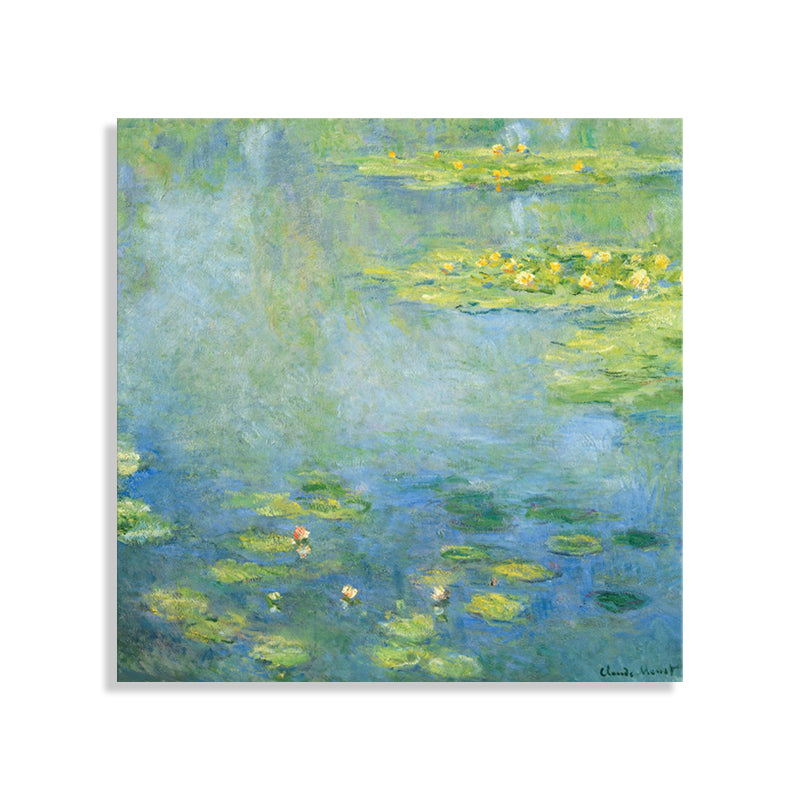 Lotus and Lotus Leaves Canvas for Dining Room in Green, Multiple Sizes Available Clearhalo 'Arts' 'Canvas Art' 1728704