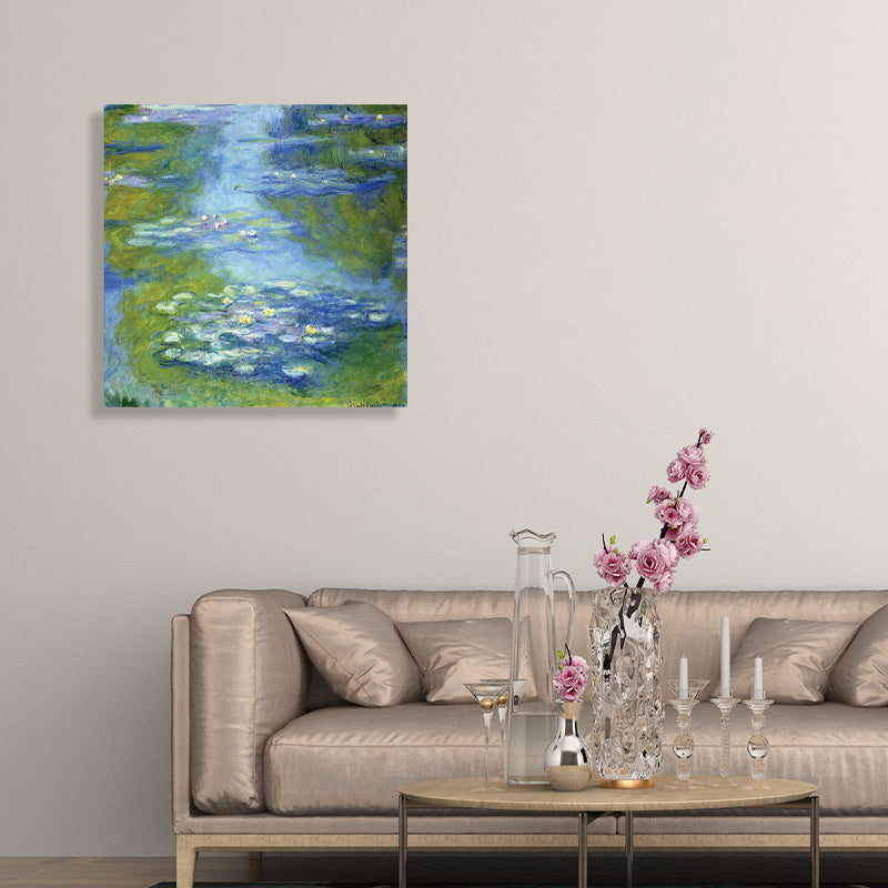 Lotus and Lotus Leaves Canvas for Dining Room in Green, Multiple Sizes Available Clearhalo 'Arts' 'Canvas Art' 1728713