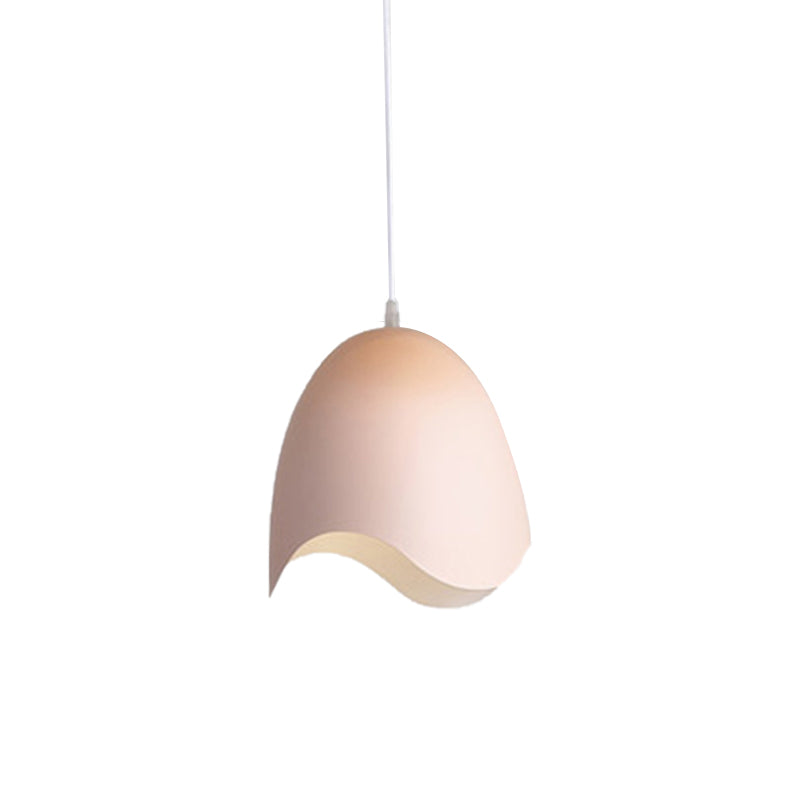 Bell Ceiling Pendant Light Macaron Metal 9.5"/12" Dia 1 Light Pink/White/Blue Hanging Lamp Kit Clearhalo 'Ceiling Lights' 'Modern Pendants' 'Modern' 'Pendant Lights' 'Pendants' Lighting' 172872