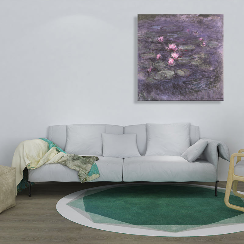 Lotus and Lotus Leaves Canvas for Dining Room in Green, Multiple Sizes Available Clearhalo 'Arts' 'Canvas Art' 1728721