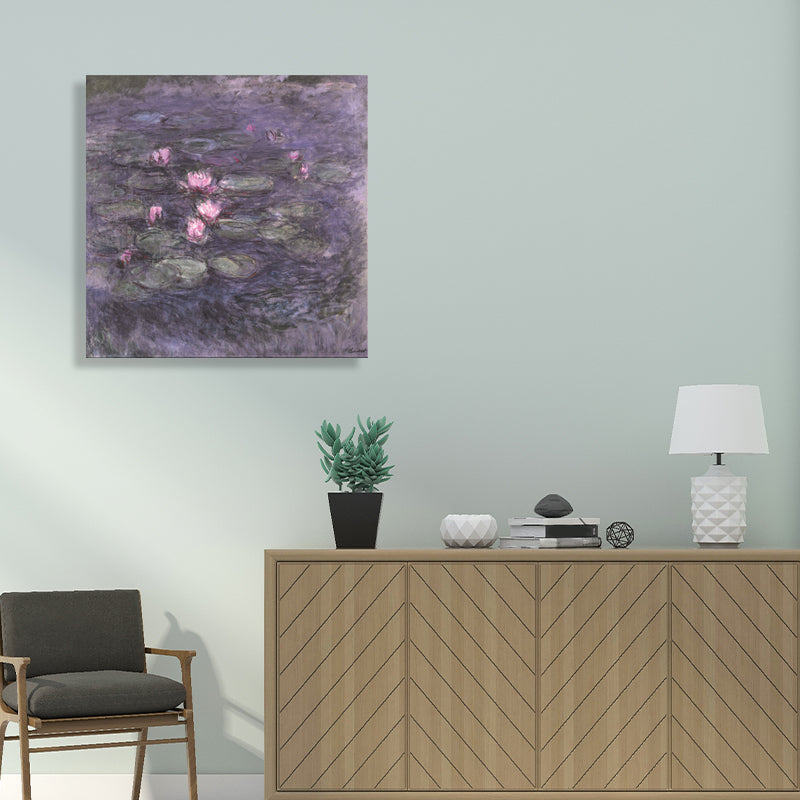 Lotus and Lotus Leaves Canvas for Dining Room in Green, Multiple Sizes Available Clearhalo 'Arts' 'Canvas Art' 1728722