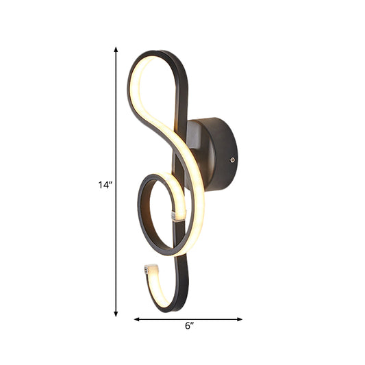 Musical Note Adult Bedroom Sconce Light Metal Modern Creative Black/White Wall Lamp Clearhalo 'Wall Lamps & Sconces' 'Wall Lights' Lighting' 172888