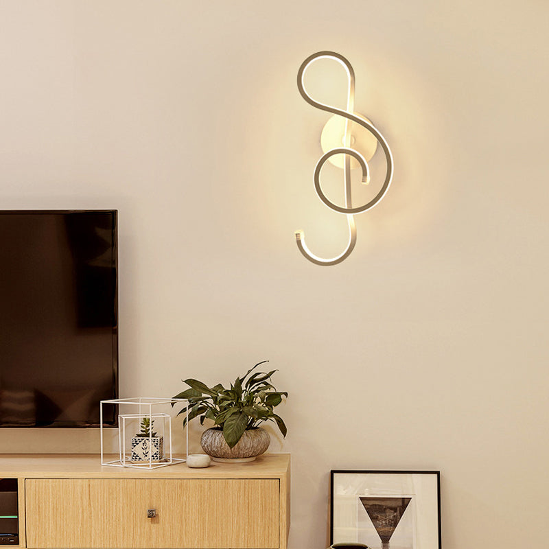 Musical Note Adult Bedroom Sconce Light Metal Modern Creative Black/White Wall Lamp White Warm Clearhalo 'Wall Lamps & Sconces' 'Wall Lights' Lighting' 172892