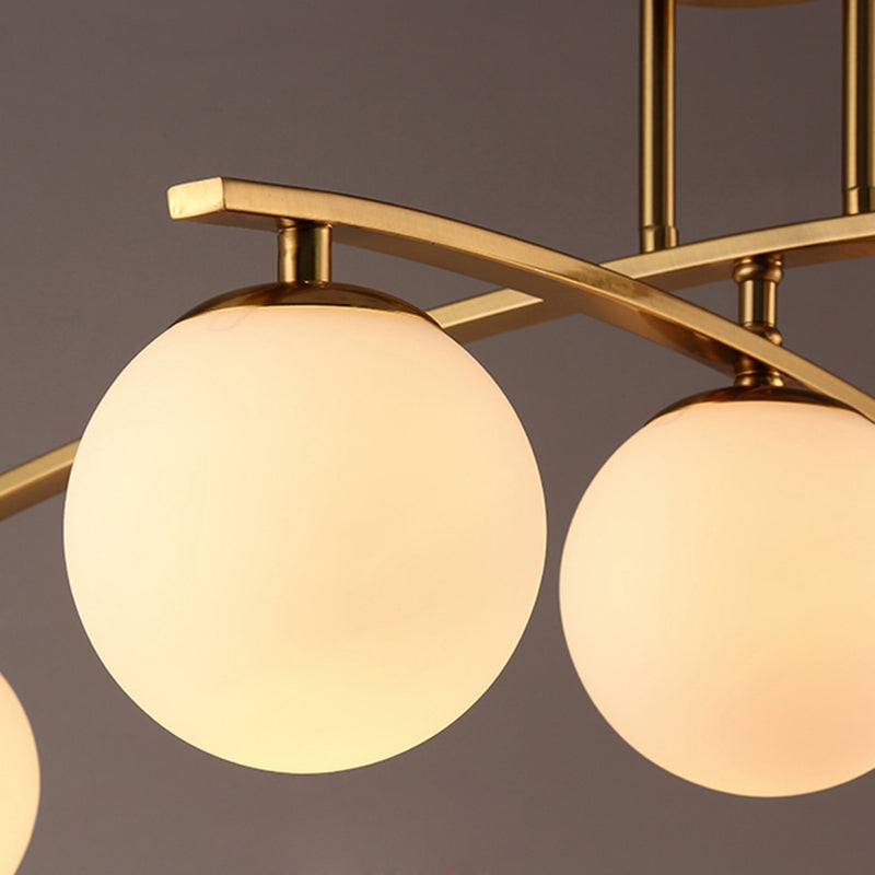 Modern Sphere Shade Semi Ceiling Mount Light Opal Glass Gold Ceiling Lamp for Study Room Clearhalo 'Ceiling Lights' 'Close To Ceiling Lights' 'Close to ceiling' 'Glass shade' 'Glass' 'Semi-flushmount' Lighting' 172942