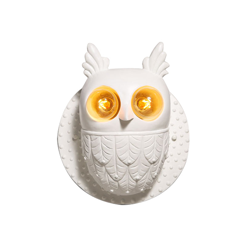 Lovely Owl Shaped Wall Light Two Lights Resin Sconce Light in White for Kindergarten Bedroom Clearhalo 'Wall Lamps & Sconces' 'Wall Lights' Lighting' 172985