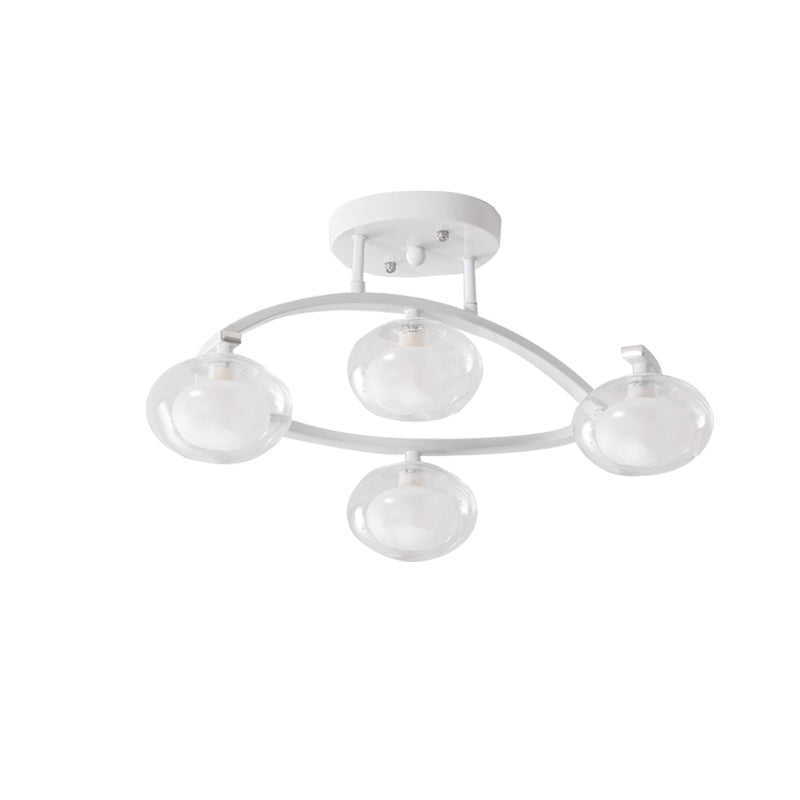 Twist Arm Semi Ceiling Mount Light with Oval Shade Contemporary Metal Ceiling Lamp for Cafe Clearhalo 'Ceiling Lights' 'Close To Ceiling Lights' 'Close to ceiling' 'Glass shade' 'Glass' 'Semi-flushmount' Lighting' 172993