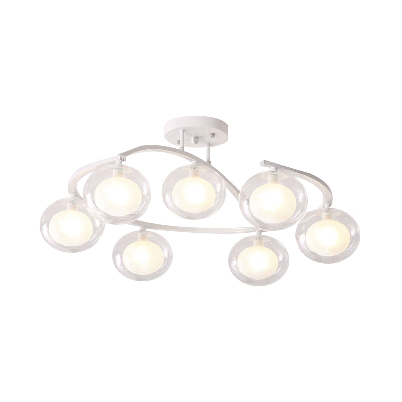 Twist Arm Semi Ceiling Mount Light with Oval Shade Contemporary Metal Ceiling Lamp for Cafe Clearhalo 'Ceiling Lights' 'Close To Ceiling Lights' 'Close to ceiling' 'Glass shade' 'Glass' 'Semi-flushmount' Lighting' 172995