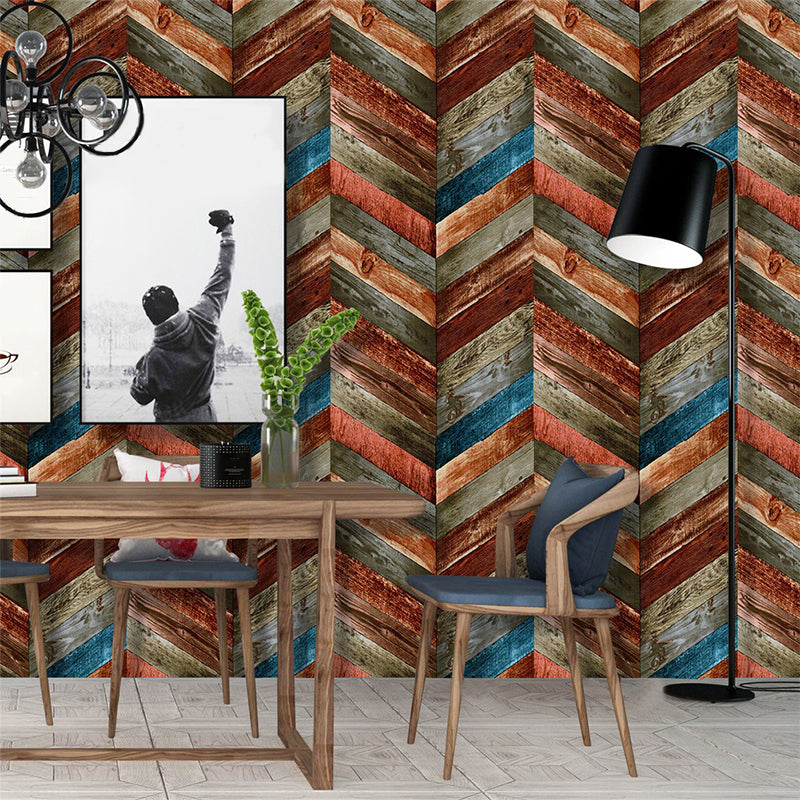 Rust Peel off Wallpaper Roll Brown Herringbone Wood Wall Decor, 19.5' L x 17.5" W Brown Clearhalo 'Country wall decor' 'Rustic' 'Wallpaper' Wall Decor' 1730032