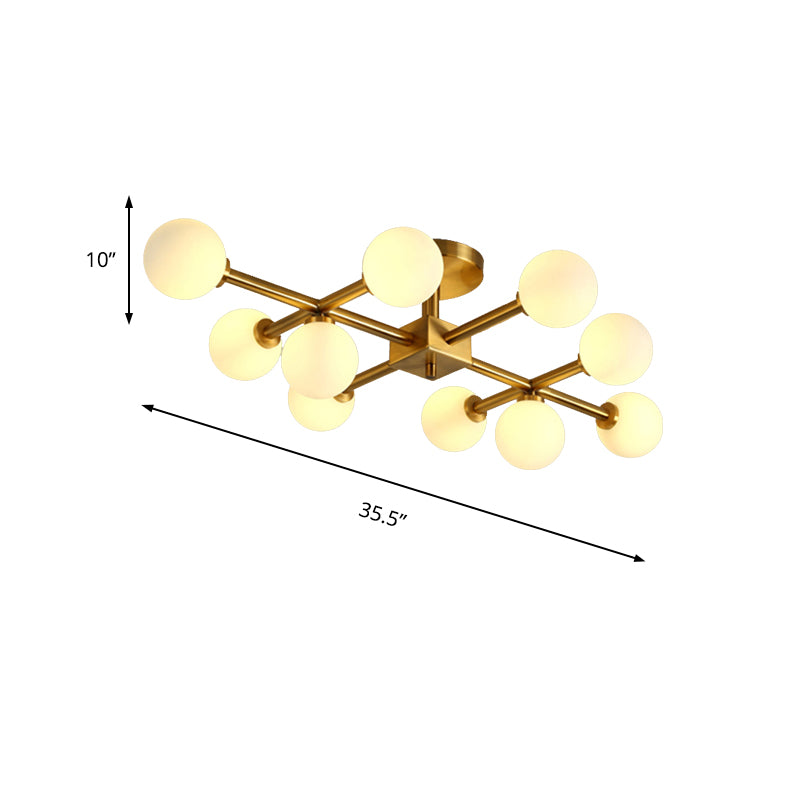 Modern Gold Finish Semi Flushmount Light Modo Metal Milk Glass Ceiling Lamp for Study Room Clearhalo 'Ceiling Lights' 'Close To Ceiling Lights' 'Close to ceiling' 'Glass shade' 'Glass' 'Semi-flushmount' Lighting' 173031