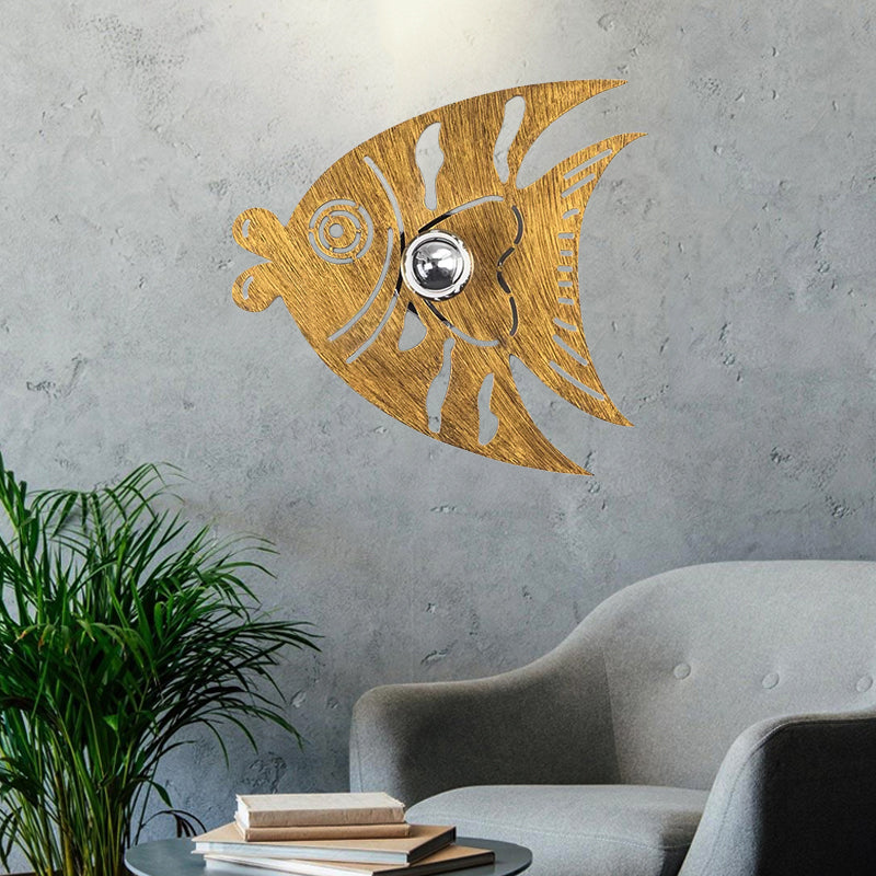 Modern Lovely Wall Light Wood Single Light Brown Sconce Light for Corridor Nursing Room Brown Fish Clearhalo 'Wall Lamps & Sconces' 'Wall Lights' Lighting' 173057