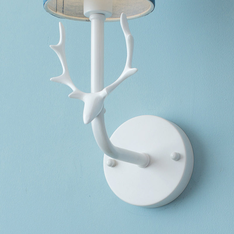 Modern Style Wall Light with Antlers Cylinder Shade 1 Light Metal Sconce Light for Foyer Clearhalo 'Wall Lamps & Sconces' 'Wall Lights' Lighting' 173074