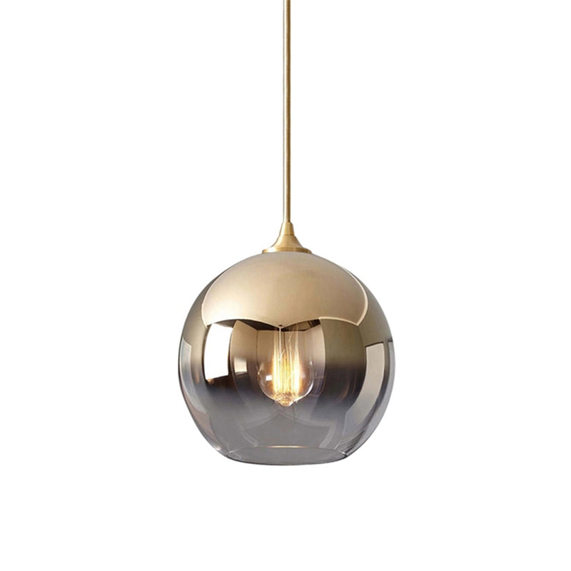 8"/10"/12"W Globe Pendant Lighting Contemporary Glass 1 Light Gold Hanging Light with Fading Shade Clearhalo 'Ceiling Lights' 'Glass shade' 'Glass' 'Modern Pendants' 'Modern' 'Pendant Lights' 'Pendants' Lighting' 173116