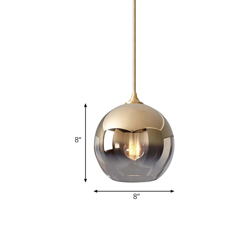 8"/10"/12"W Globe Pendant Lighting Contemporary Glass 1 Light Gold Hanging Light with Fading Shade Clearhalo 'Ceiling Lights' 'Glass shade' 'Glass' 'Modern Pendants' 'Modern' 'Pendant Lights' 'Pendants' Lighting' 173117