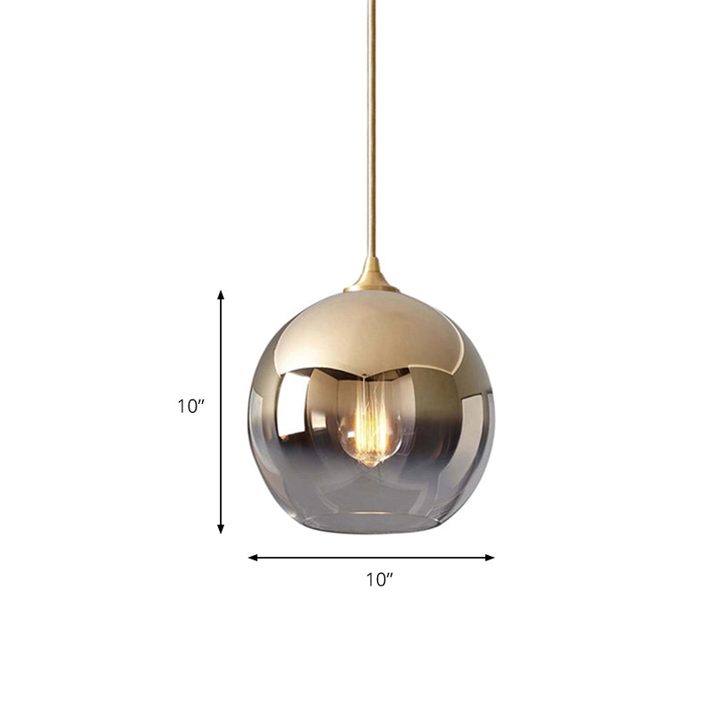 8"/10"/12"W Globe Pendant Lighting Contemporary Glass 1 Light Gold Hanging Light with Fading Shade Clearhalo 'Ceiling Lights' 'Glass shade' 'Glass' 'Modern Pendants' 'Modern' 'Pendant Lights' 'Pendants' Lighting' 173118