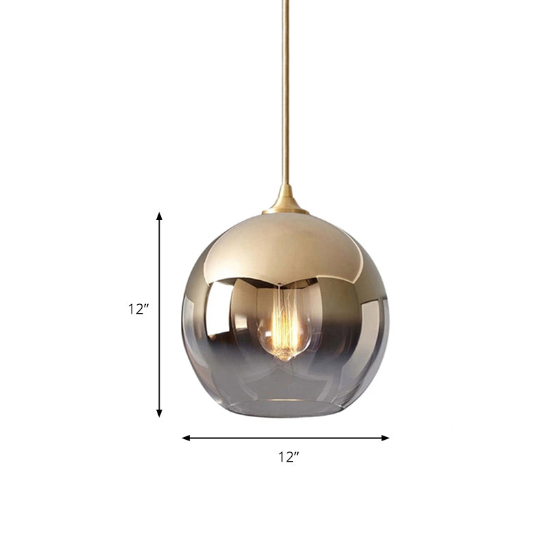 8"/10"/12"W Globe Pendant Lighting Contemporary Glass 1 Light Gold Hanging Light with Fading Shade Clearhalo 'Ceiling Lights' 'Glass shade' 'Glass' 'Modern Pendants' 'Modern' 'Pendant Lights' 'Pendants' Lighting' 173119