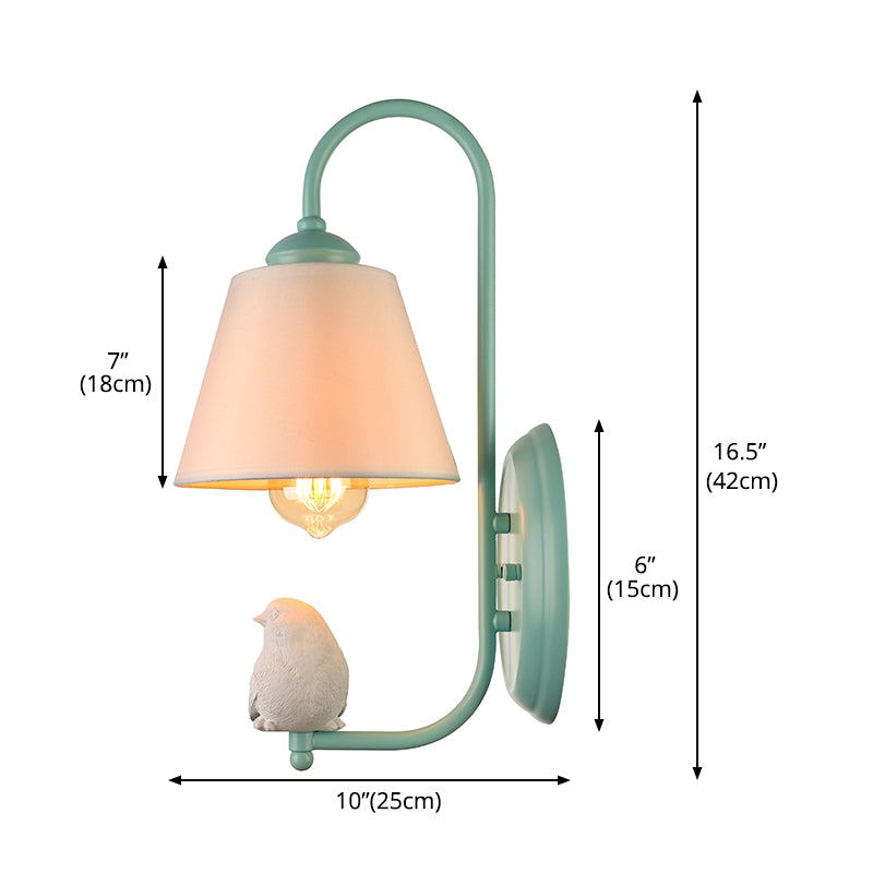 Tapered Shade Wall Light with Pigeon Deco 1 Head Metal Modern Style Sconce Light Clearhalo 'Wall Lamps & Sconces' 'Wall Lights' Lighting' 173146