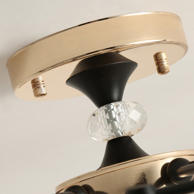 Elegant Urn Shade Semi Flushmount Light 6 Heads Opal Glass Ceiling Lamp in White for Living Room Clearhalo 'Ceiling Lights' 'Close To Ceiling Lights' 'Close to ceiling' 'Glass shade' 'Glass' 'Semi-flushmount' Lighting' 173169