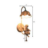 Modern Flower Wall Light with Angel 1 Light Metal Sconce Lamp in White for Bathroom Clearhalo 'Wall Lamps & Sconces' 'Wall Lights' Lighting' 173187