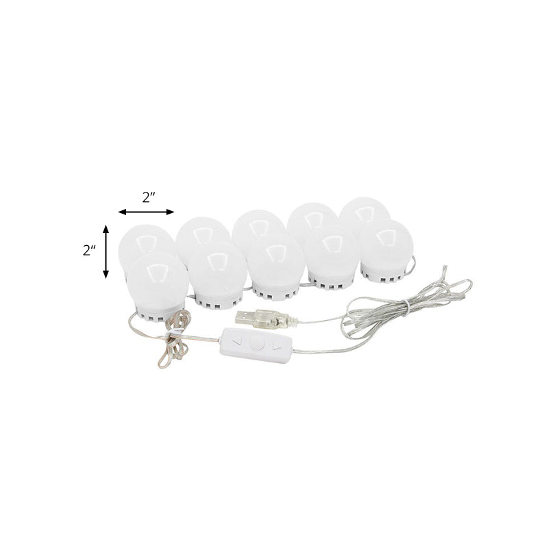 Sphere Vanity Strip Minimalism Plastic LED Make-Up Lighting in White for Dressing Room Clearhalo 'Modern wall lights' 'Modern' 'Vanity Lights' 'Wall Lights' Lighting' 173299