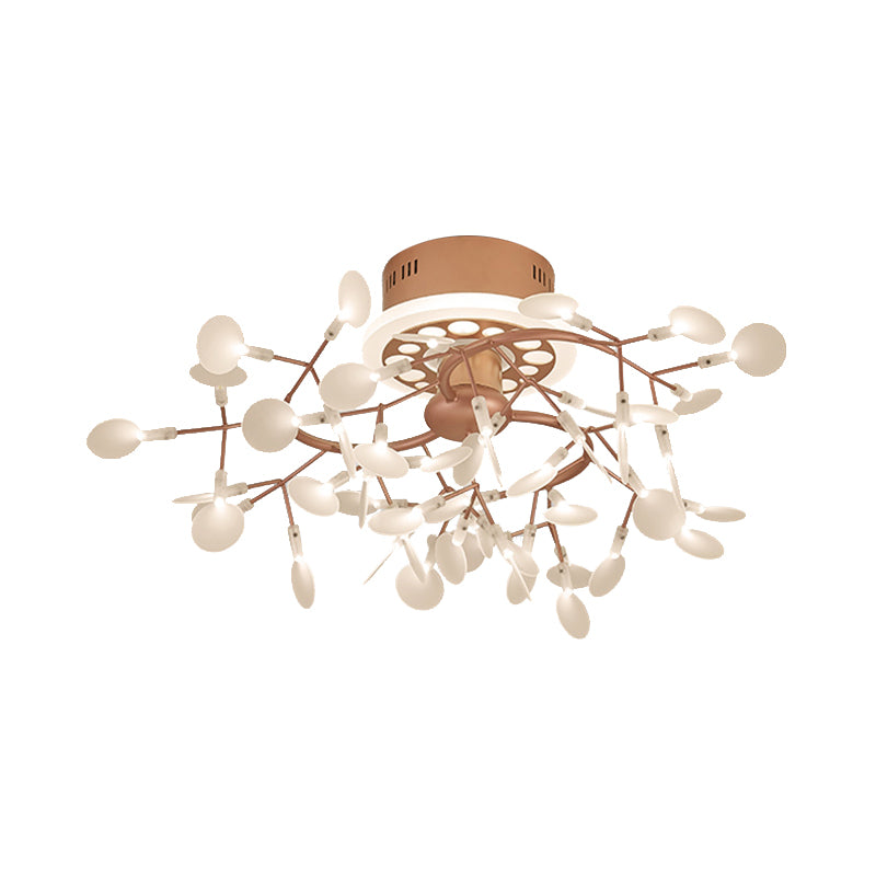 Metallic Branch Ceiling Lamp Dining Room Multi-Head Stunning Semi Flush Ceiling Light in Rose Gold Clearhalo 'Ceiling Lights' 'Close To Ceiling Lights' 'Close to ceiling' 'Semi-flushmount' Lighting' 173392