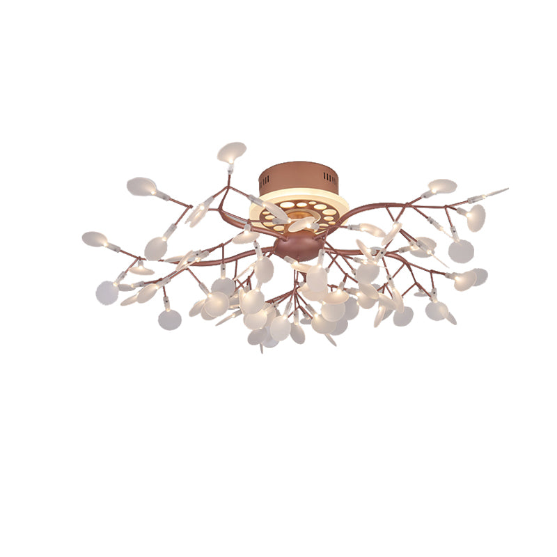 Metallic Branch Ceiling Lamp Dining Room Multi-Head Stunning Semi Flush Ceiling Light in Rose Gold Clearhalo 'Ceiling Lights' 'Close To Ceiling Lights' 'Close to ceiling' 'Semi-flushmount' Lighting' 173395