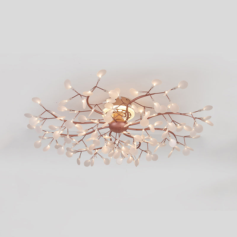 Metallic Branch Ceiling Lamp Dining Room Multi-Head Stunning Semi Flush Ceiling Light in Rose Gold Clearhalo 'Ceiling Lights' 'Close To Ceiling Lights' 'Close to ceiling' 'Semi-flushmount' Lighting' 173398