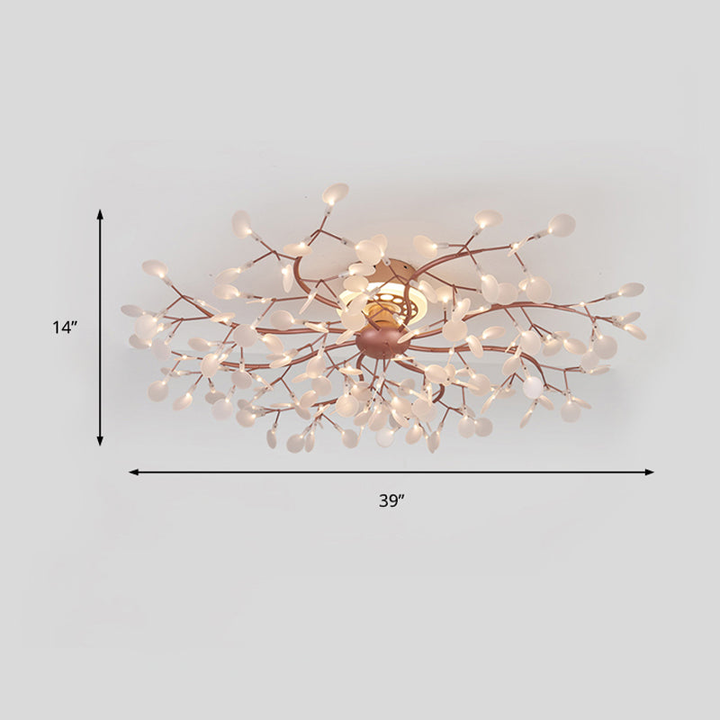 Metallic Branch Ceiling Lamp Dining Room Multi-Head Stunning Semi Flush Ceiling Light in Rose Gold Clearhalo 'Ceiling Lights' 'Close To Ceiling Lights' 'Close to ceiling' 'Semi-flushmount' Lighting' 173399