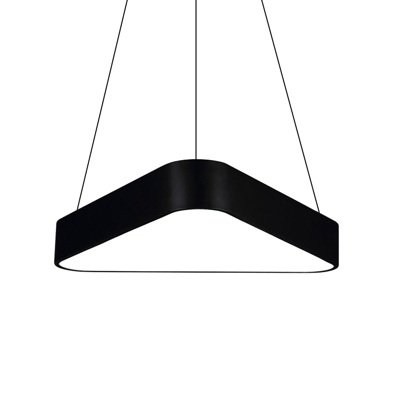 18"/23.5" Long Metal Triangle Suspension Lighting Modern Led White/Black/Silver Hanging Lamp in White/Warm Light Clearhalo 'Ceiling Lights' 'Modern Pendants' 'Modern' 'Pendant Lights' 'Pendants' Lighting' 173463