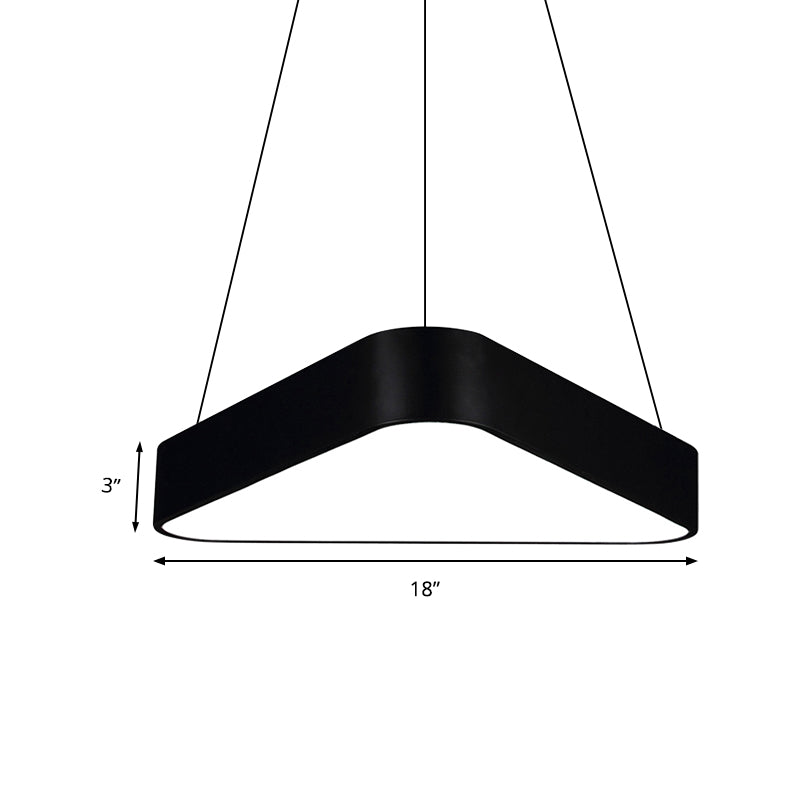 18"/23.5" Long Metal Triangle Suspension Lighting Modern Led White/Black/Silver Hanging Lamp in White/Warm Light Clearhalo 'Ceiling Lights' 'Modern Pendants' 'Modern' 'Pendant Lights' 'Pendants' Lighting' 173464