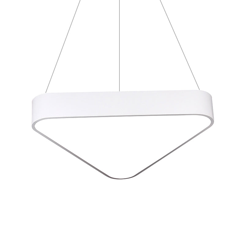 18"/23.5" Long Metal Triangle Suspension Lighting Modern Led White/Black/Silver Hanging Lamp in White/Warm Light Clearhalo 'Ceiling Lights' 'Modern Pendants' 'Modern' 'Pendant Lights' 'Pendants' Lighting' 173469