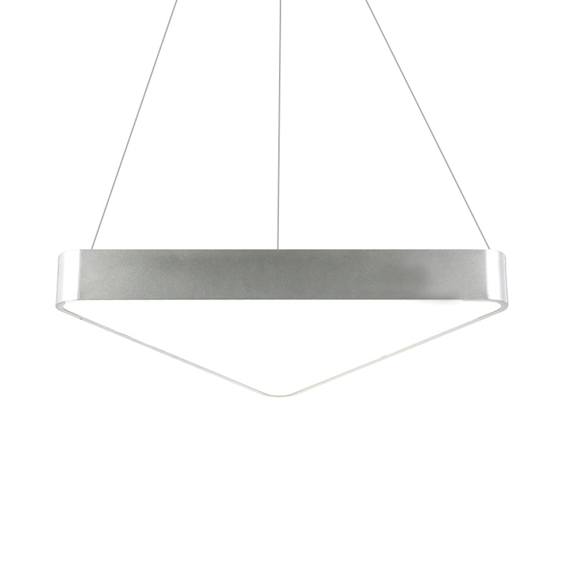 18"/23.5" Long Metal Triangle Suspension Lighting Modern Led White/Black/Silver Hanging Lamp in White/Warm Light Clearhalo 'Ceiling Lights' 'Modern Pendants' 'Modern' 'Pendant Lights' 'Pendants' Lighting' 173473