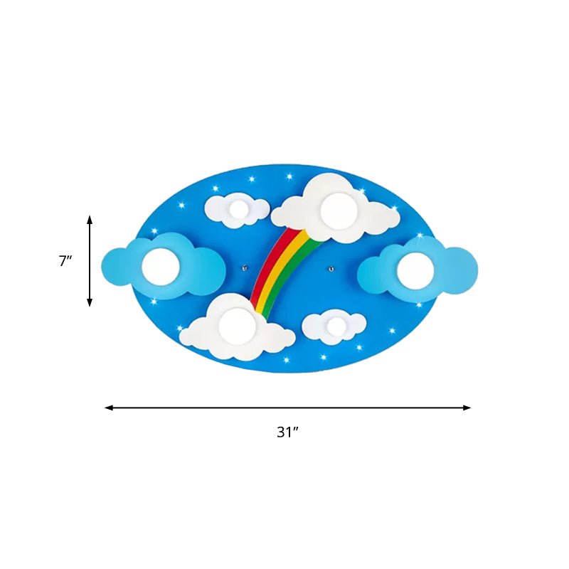 Cloud Rainbow Kids Bedroom Ceiling Lamp Metal Cartoon Flush Mount Light in Blue Clearhalo 'Ceiling Lights' 'Close To Ceiling Lights' 'Close to ceiling' 'Flush mount' Lighting' 173524