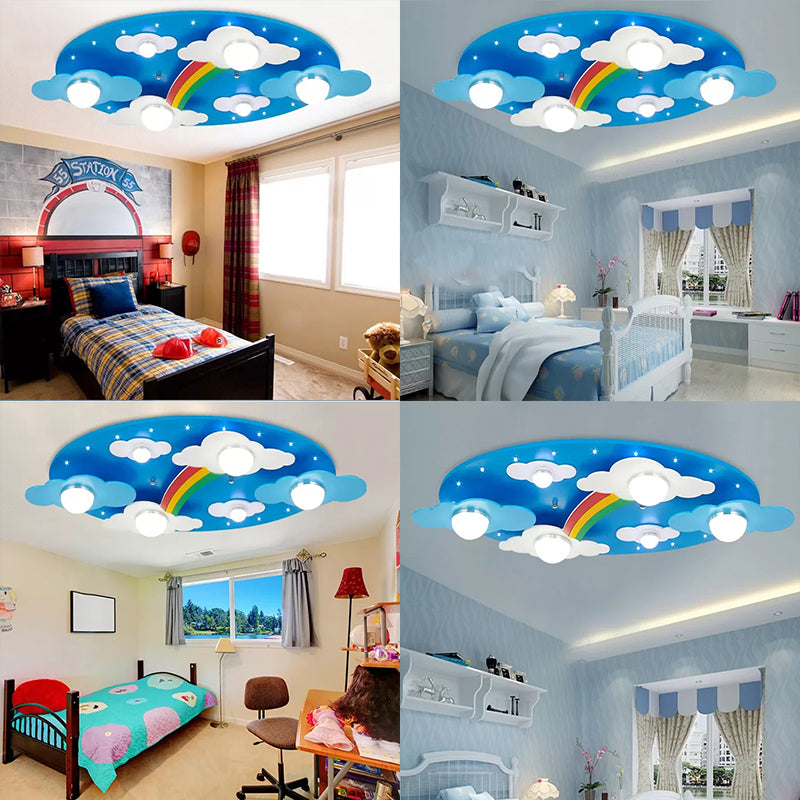 Cloud Rainbow Kids Bedroom Ceiling Lamp Metal Cartoon Flush Mount Light in Blue Clearhalo 'Ceiling Lights' 'Close To Ceiling Lights' 'Close to ceiling' 'Flush mount' Lighting' 173525