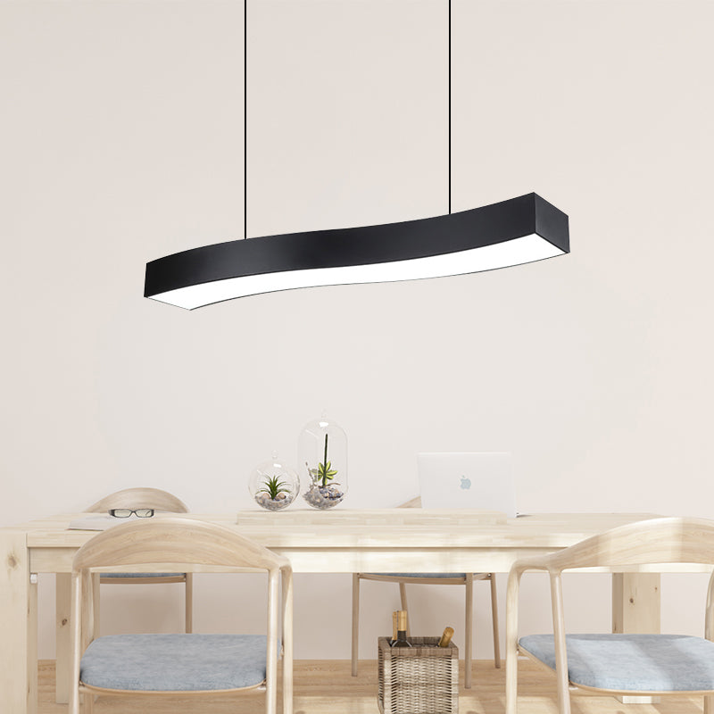 18"/23.5"/47" Wide Wave Metal Pendant Lamp Modern Led Black Ceiling Light Fixture with Recessed Diffuser Clearhalo 'Ceiling Lights' 'Modern Pendants' 'Modern' 'Pendant Lights' 'Pendants' Lighting' 173528