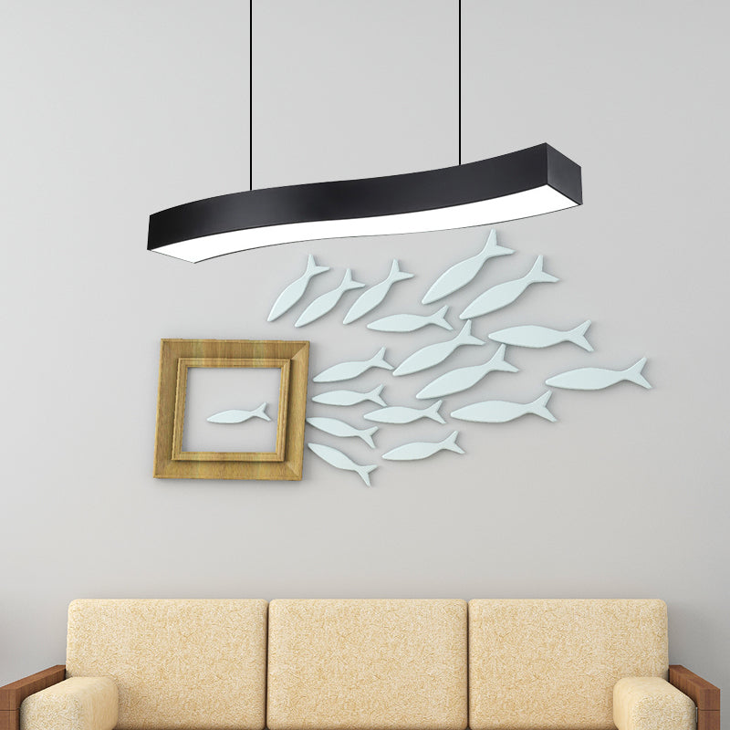 18"/23.5"/47" Wide Wave Metal Pendant Lamp Modern Led Black Ceiling Light Fixture with Recessed Diffuser Clearhalo 'Ceiling Lights' 'Modern Pendants' 'Modern' 'Pendant Lights' 'Pendants' Lighting' 173529