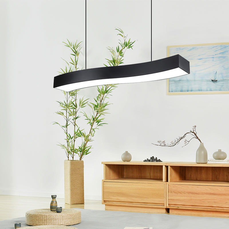 18"/23.5"/47" Wide Wave Metal Pendant Lamp Modern Led Black Ceiling Light Fixture with Recessed Diffuser Clearhalo 'Ceiling Lights' 'Modern Pendants' 'Modern' 'Pendant Lights' 'Pendants' Lighting' 173530