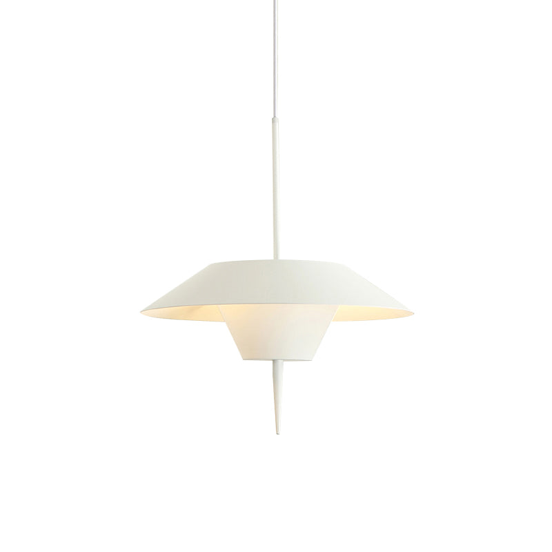 Grey/White/Pink Cone Hanging Ceiling Light Modern 1 Light Metal Drop Pendant with Inverted Conical Insert, 12"/16"W Clearhalo 'Ceiling Lights' 'Modern Pendants' 'Modern' 'Pendant Lights' 'Pendants' Lighting' 173587