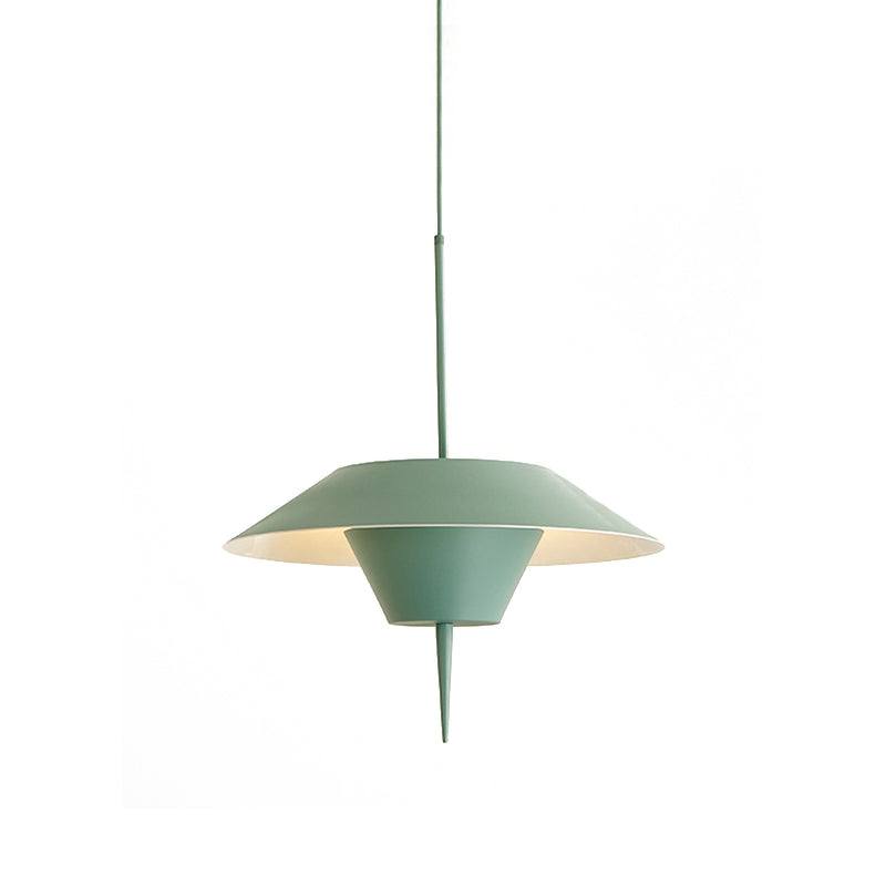 Grey/White/Pink Cone Hanging Ceiling Light Modern 1 Light Metal Drop Pendant with Inverted Conical Insert, 12"/16"W Clearhalo 'Ceiling Lights' 'Modern Pendants' 'Modern' 'Pendant Lights' 'Pendants' Lighting' 173594