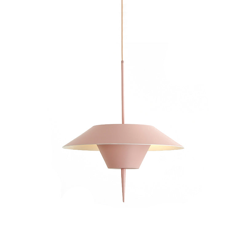 Grey/White/Pink Cone Hanging Ceiling Light Modern 1 Light Metal Drop Pendant with Inverted Conical Insert, 12"/16"W Clearhalo 'Ceiling Lights' 'Modern Pendants' 'Modern' 'Pendant Lights' 'Pendants' Lighting' 173599