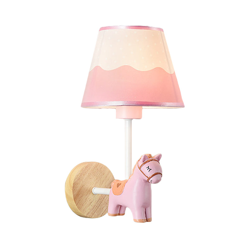 Contemporary Sconce Light Tapered Shade Single Light Wood Wall Lamp with Animal for Teen Clearhalo 'Wall Lamps & Sconces' 'Wall Lights' Lighting' 173644